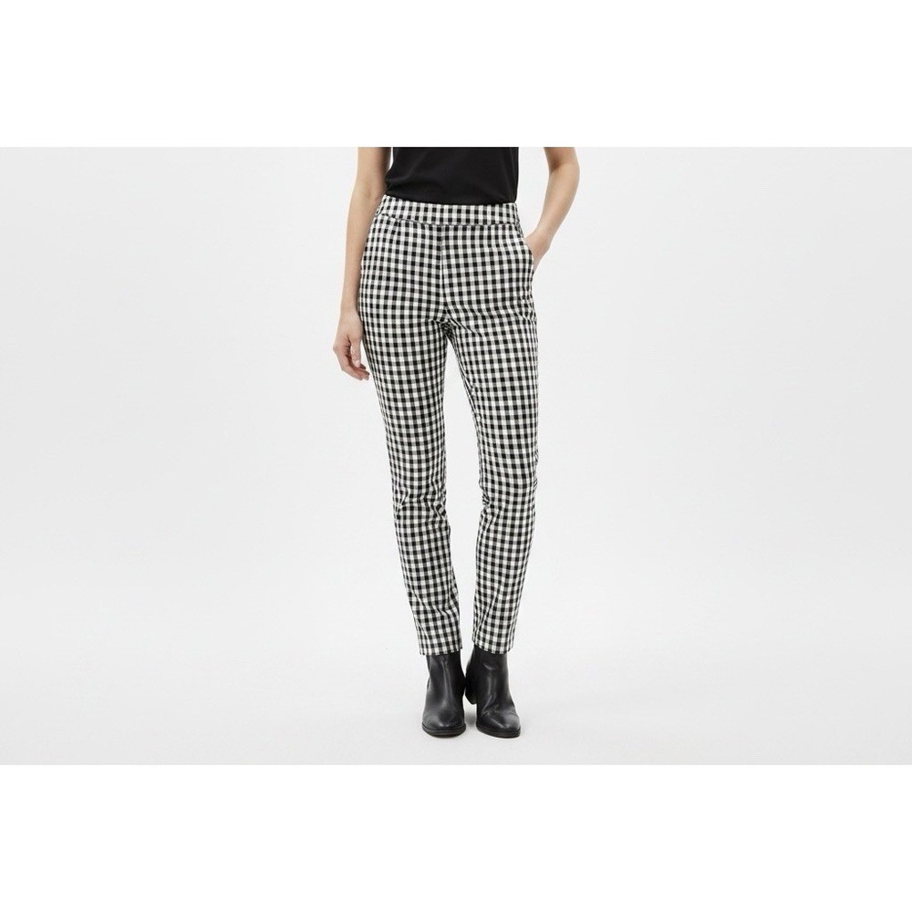 A New Day Black White Gingham Check Ankle Pants Size 12 Slim Straight Office